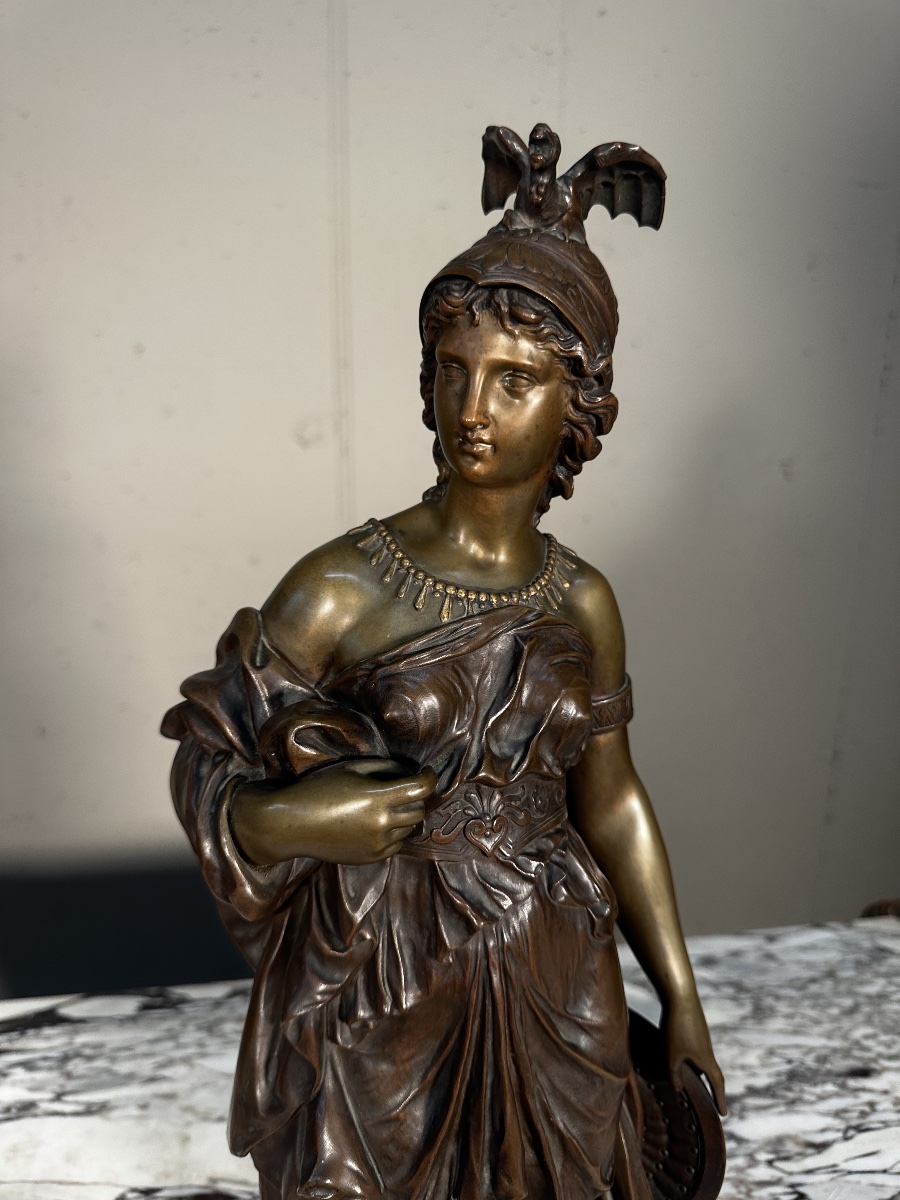 19th-century Bronze Sculpture Depicting Minerva—signed Dumaige-photo-2