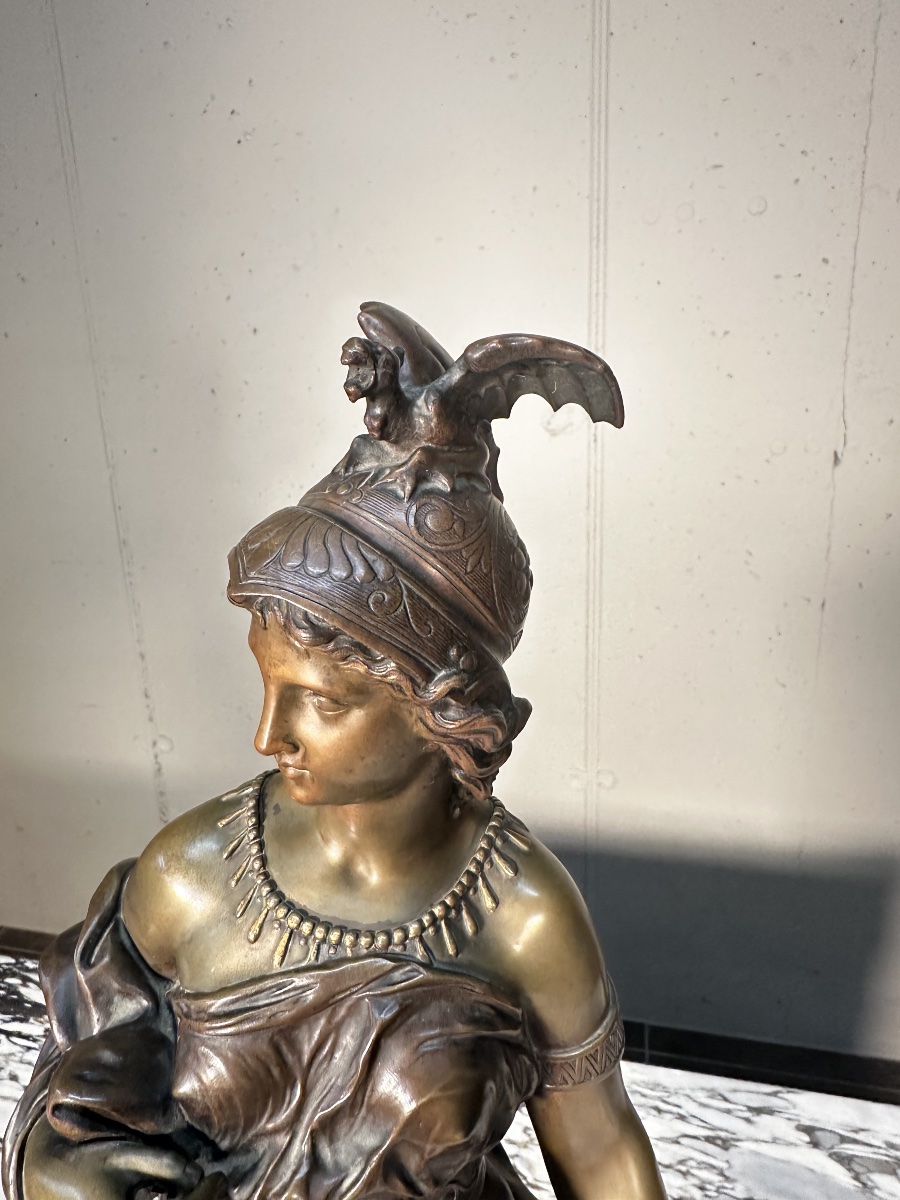 19th-century Bronze Sculpture Depicting Minerva—signed Dumaige-photo-3