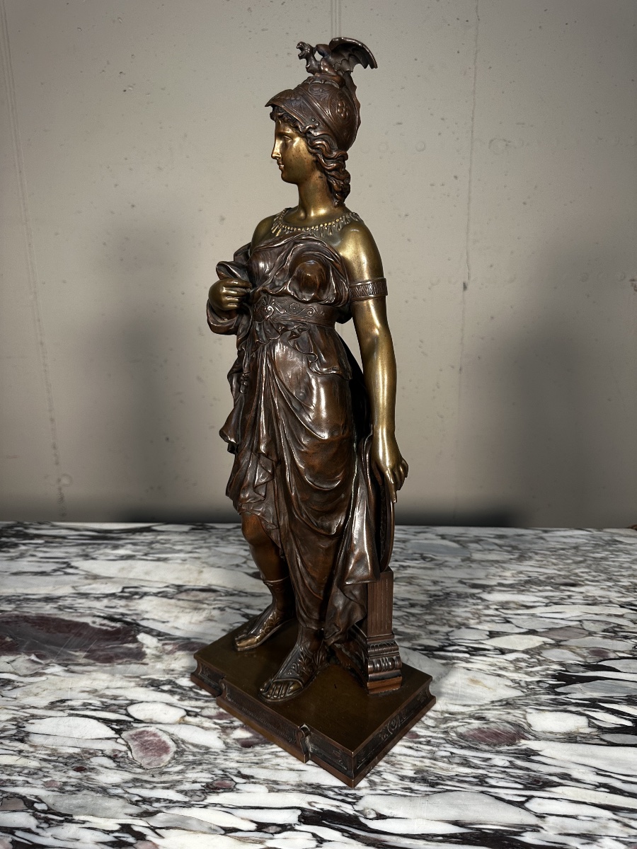 19th-century Bronze Sculpture Depicting Minerva—signed Dumaige-photo-1