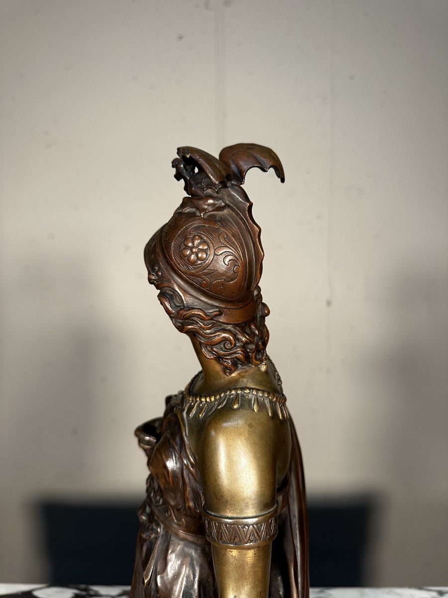 19th-century Bronze Sculpture Depicting Minerva—signed Dumaige-photo-4