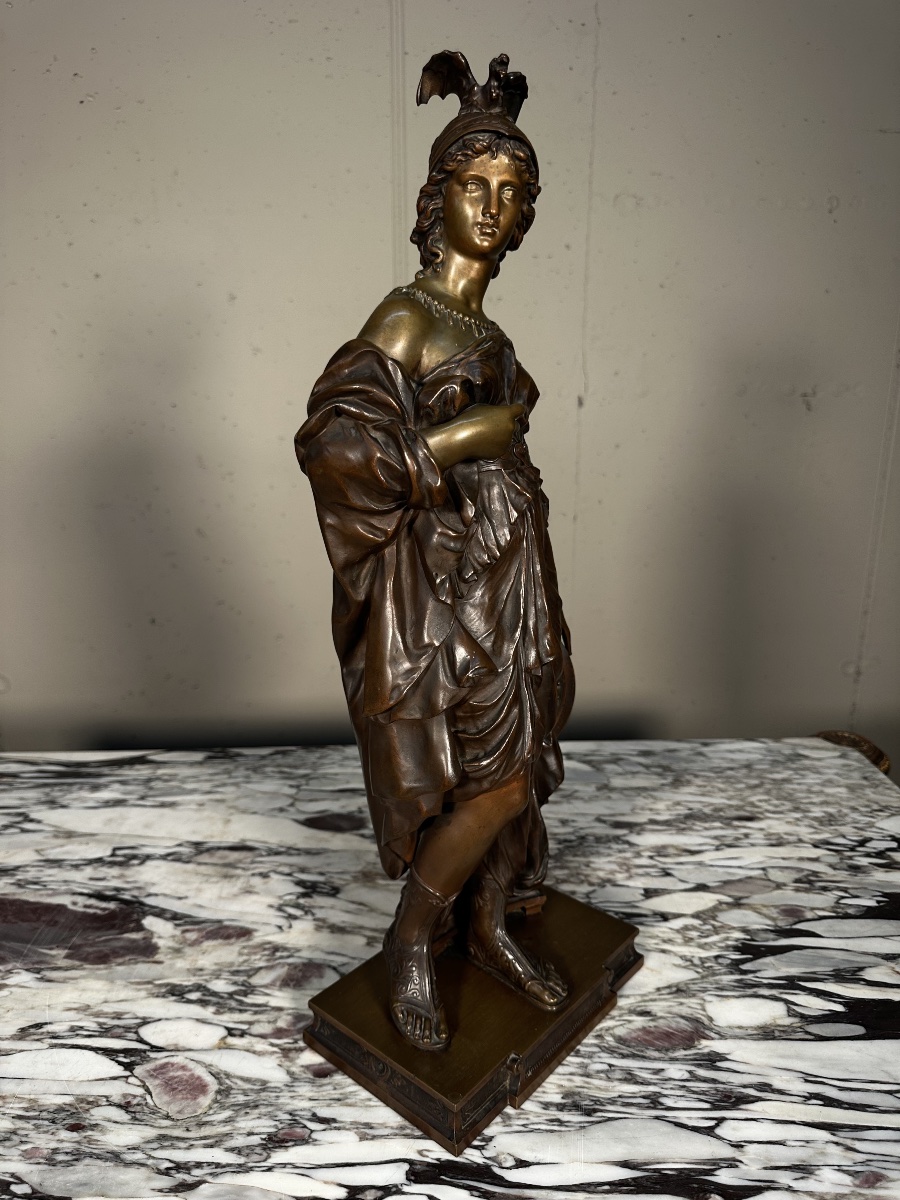 19th-century Bronze Sculpture Depicting Minerva—signed Dumaige-photo-7