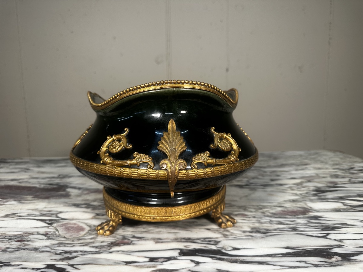 Coupe de style Empire – Céramique vert profond et bronze doré-photo-1
