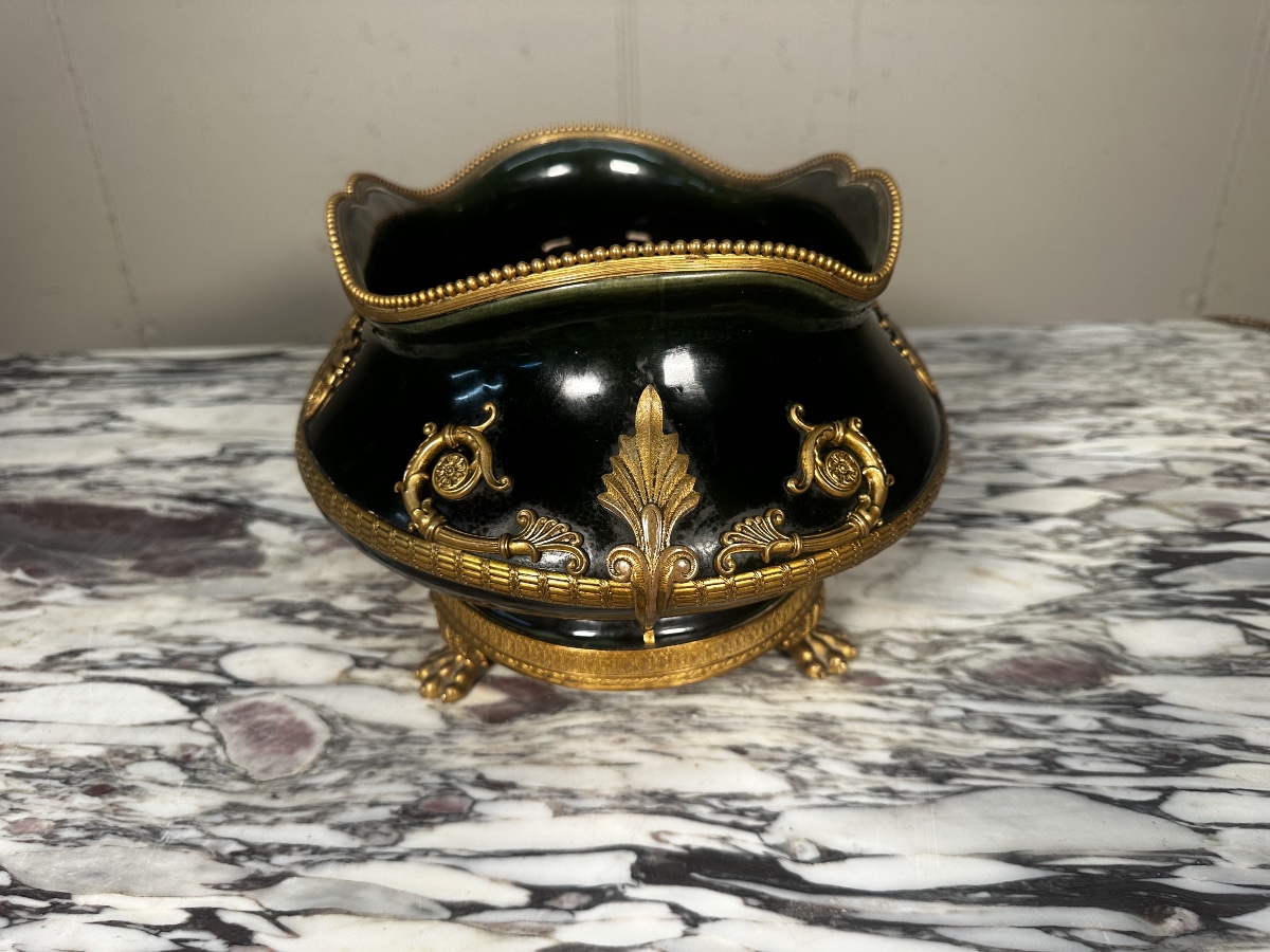Coupe de style Empire – Céramique vert profond et bronze doré-photo-6