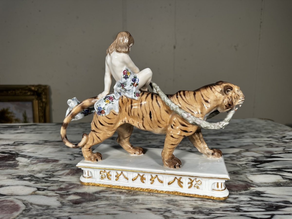 Antique Porcelain Statue – Child On A Tiger – Dressel, Kister & Co. (passau)-photo-2
