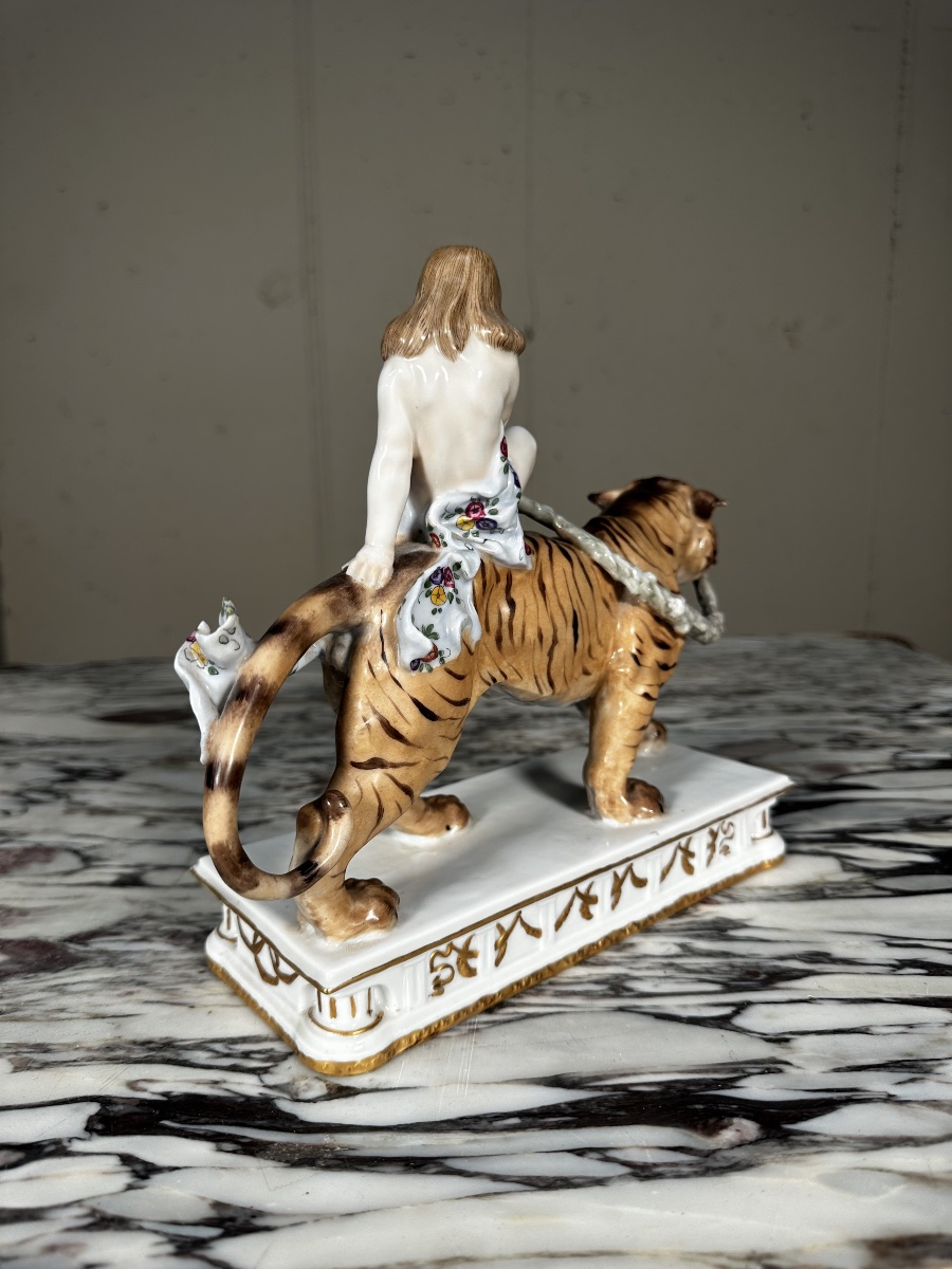Antique Porcelain Statue – Child On A Tiger – Dressel, Kister & Co. (passau)-photo-3