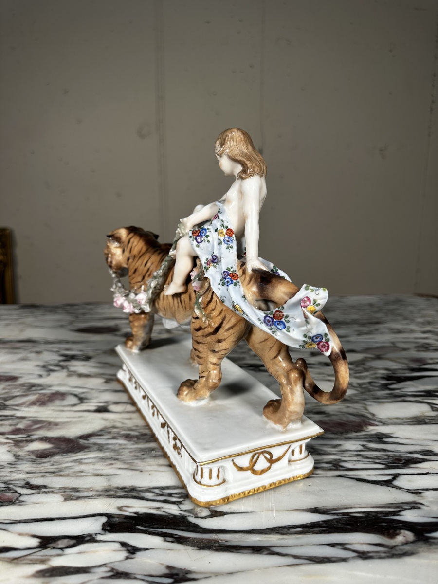 Antique Porcelain Statue – Child On A Tiger – Dressel, Kister & Co. (passau)-photo-4