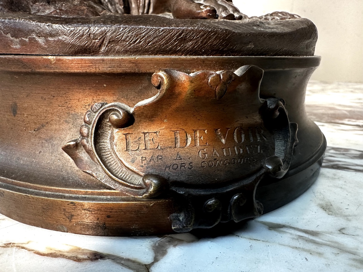 Bronze Sculpture *le Devoir*—adrien étienne Gaudez (french, 1845–1902)-photo-3