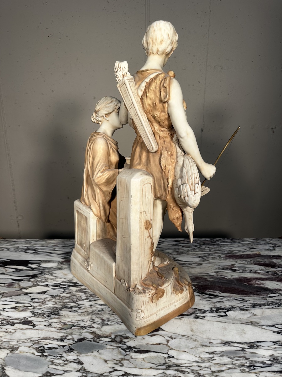 Royal Dux Bohemia Porcelain Sculpture – “the Hunter And The Water Carrier” (model 2256)-photo-3