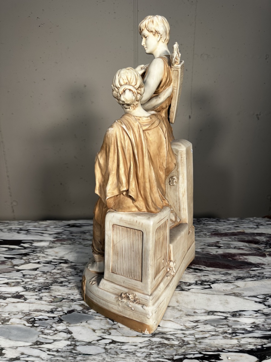 Royal Dux Bohemia Porcelain Sculpture – “the Hunter And The Water Carrier” (model 2256)-photo-1