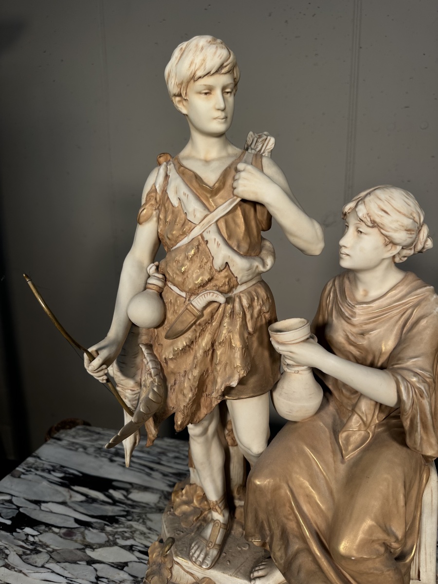 Royal Dux Bohemia Porcelain Sculpture – “the Hunter And The Water Carrier” (model 2256)-photo-5