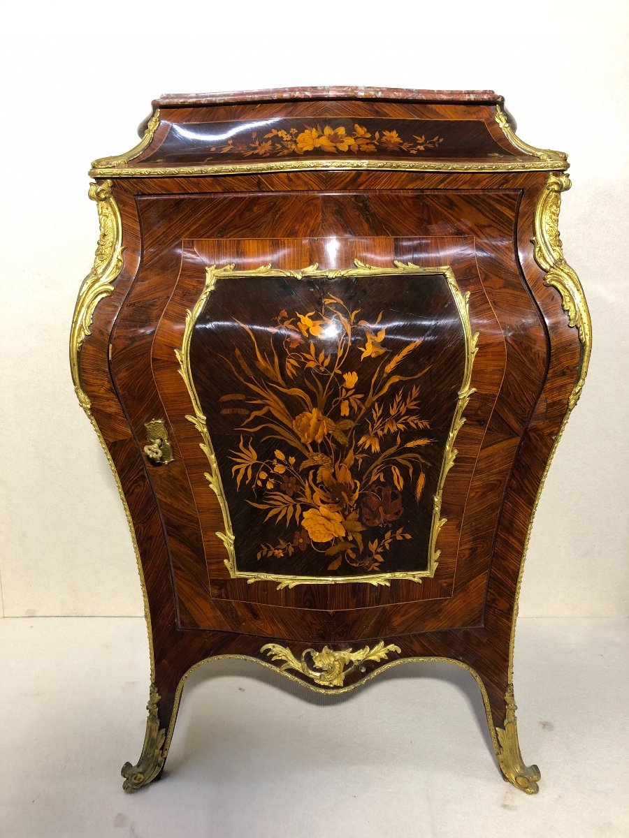 Louis XV Style Gilt Bronze Marquetry Cabinet