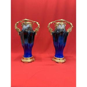 Pair Of Ceramic Vases By Alphonse Lamarre