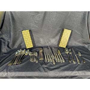 Christofle Silverware Set, Fidelio Model, In Silver-plated Metal