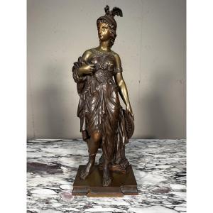 19th-century Bronze Sculpture Depicting Minerva—signed Dumaige