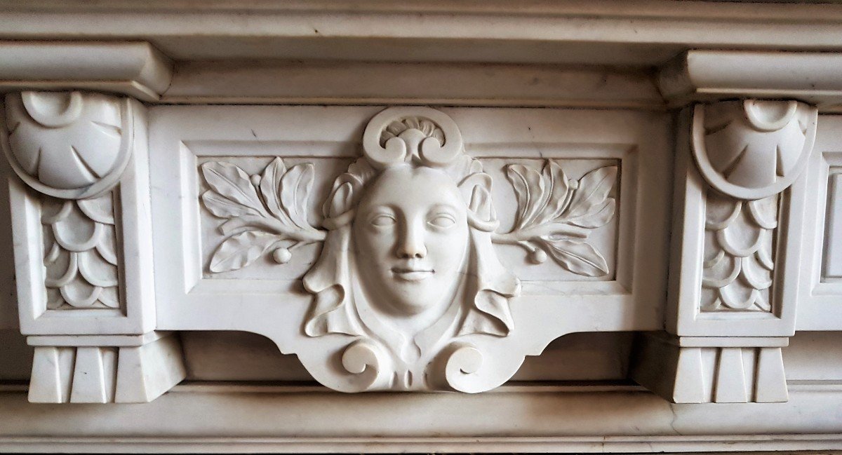 Neo-classic Fireplace In Carrara Statue-photo-3