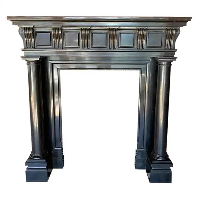 Imposing Flamish Fireplace, Noir De Mazy Marble