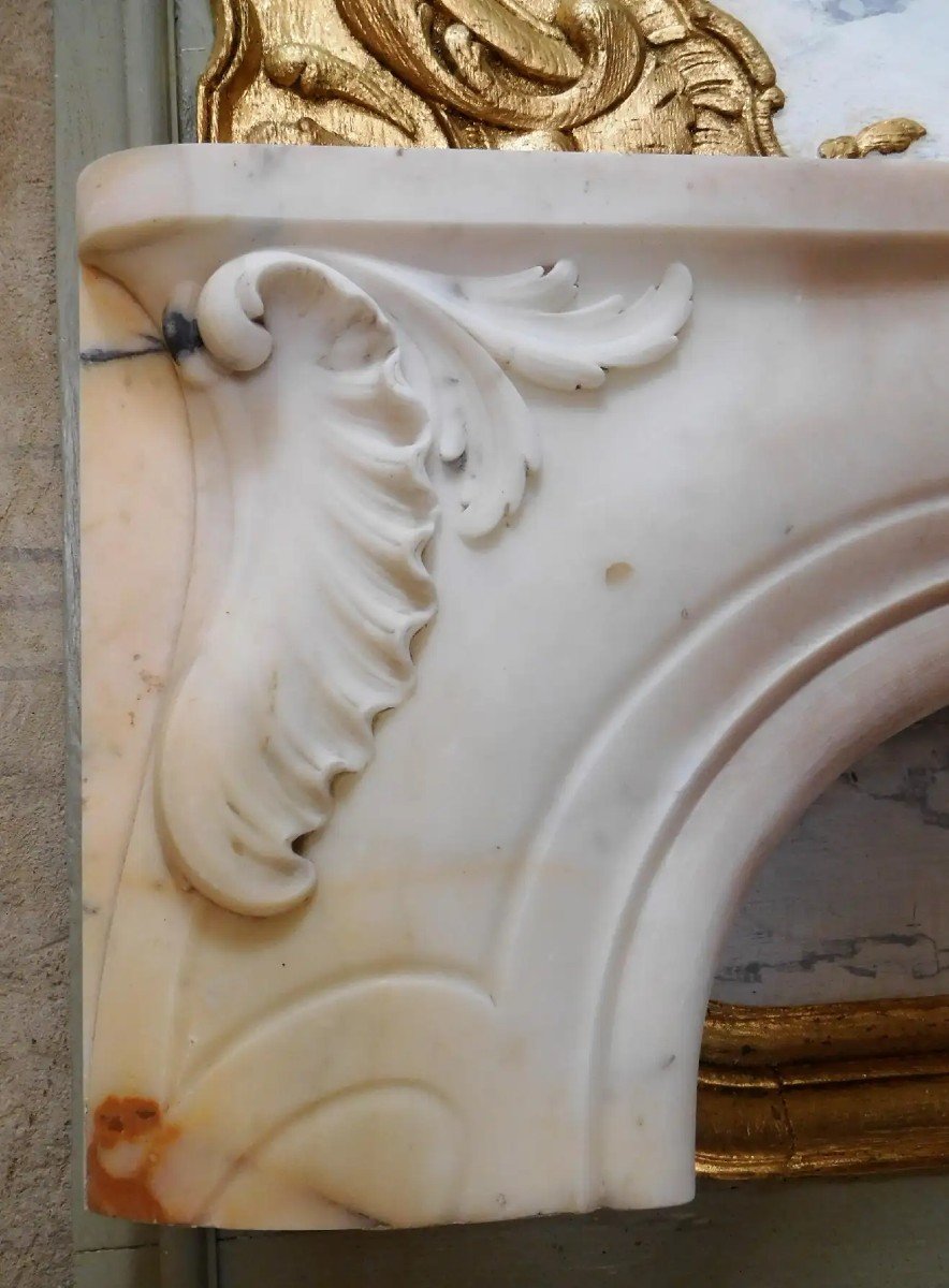 Louis XV Fireplace In Marble, Ca. 1850-photo-3