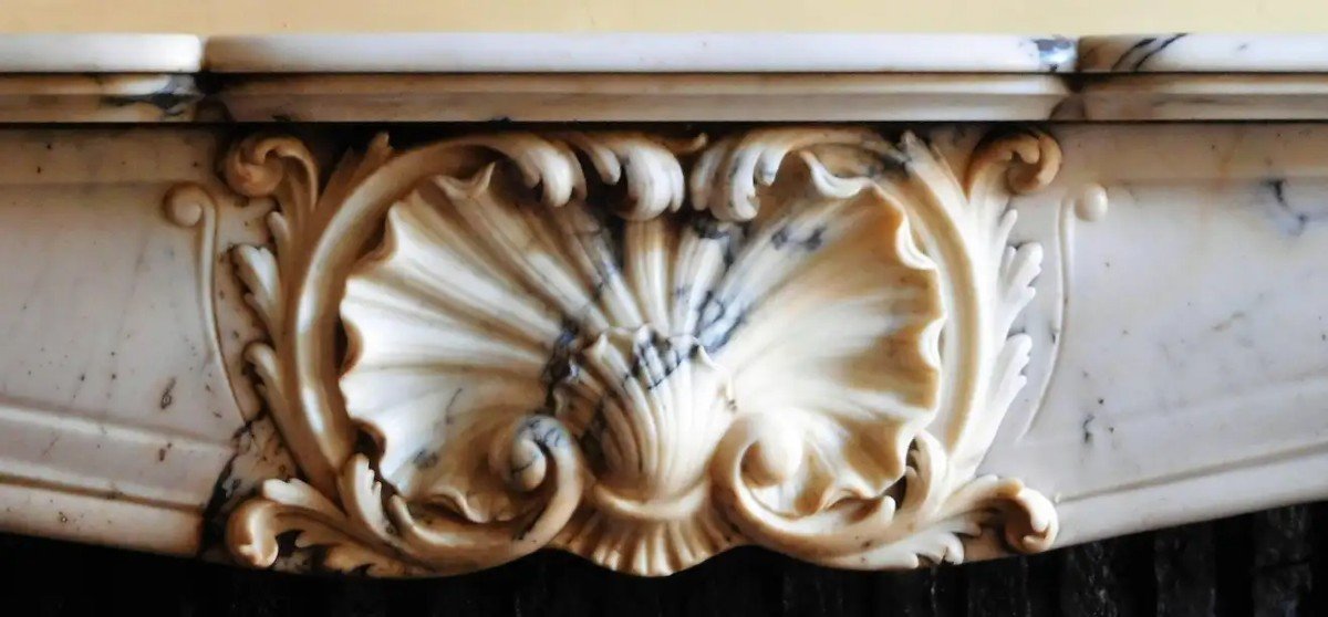 Louis XV Fireplace In Marble, Ca. 1850-photo-4