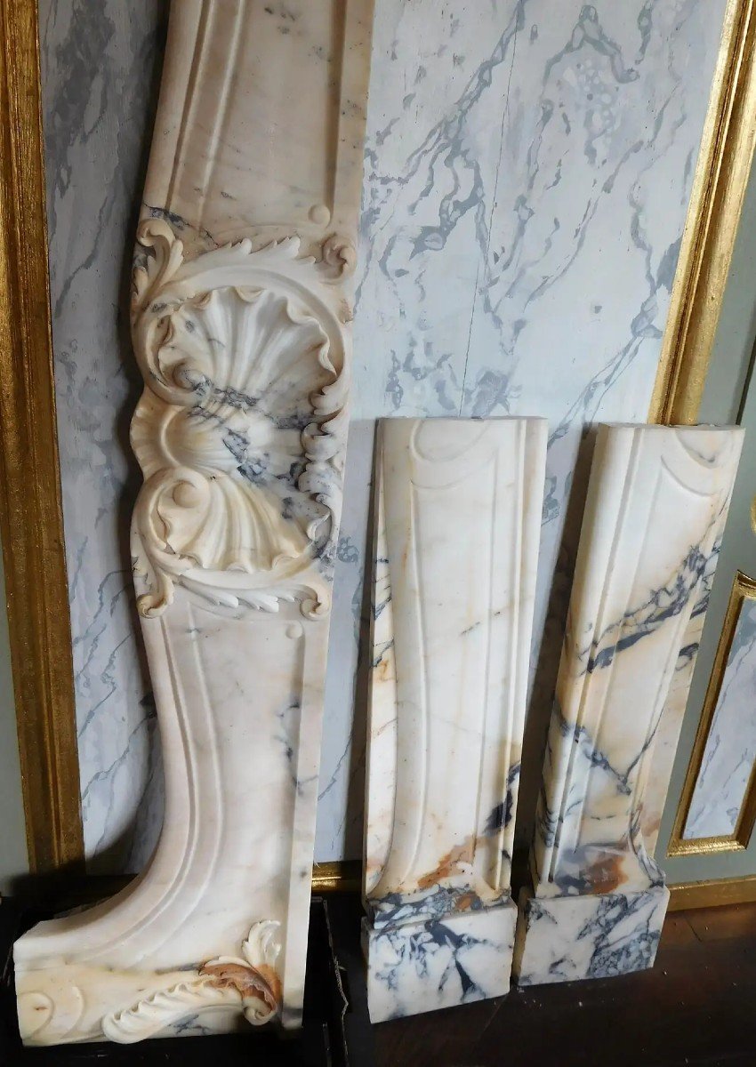 Louis XV Fireplace In Marble, Ca. 1850
