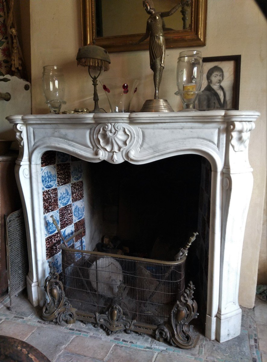 Louis XV Style Marble Fireplace