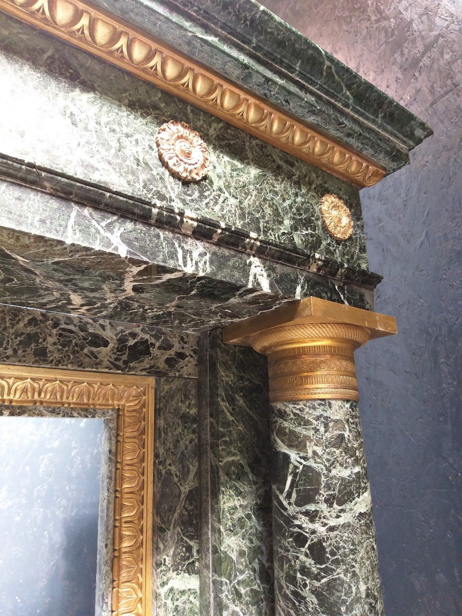 Empire II Fireplace In Antico Verde Marble-photo-3