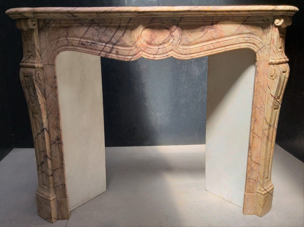 Louis XV-pompadour Fireplace In Skyros Marble