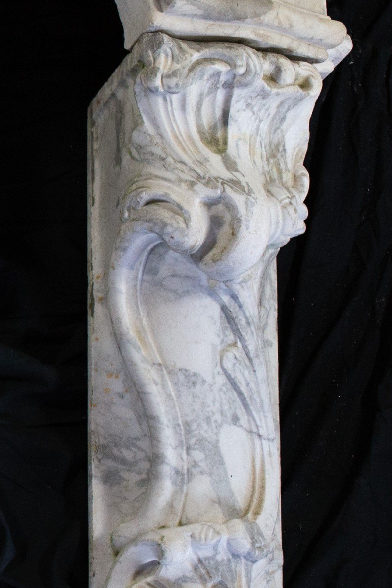 Baroque Style Fireplace In Arabescato Marble, Ca.1775-photo-4