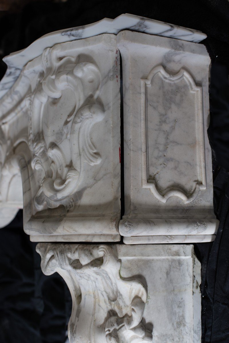 Baroque Style Fireplace In Arabescato Marble, Ca.1775-photo-6