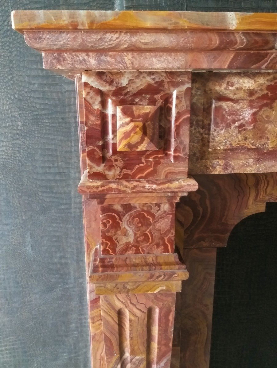 Cheminée En Marbre Onyx Tigre, Style Napoléon III-photo-4