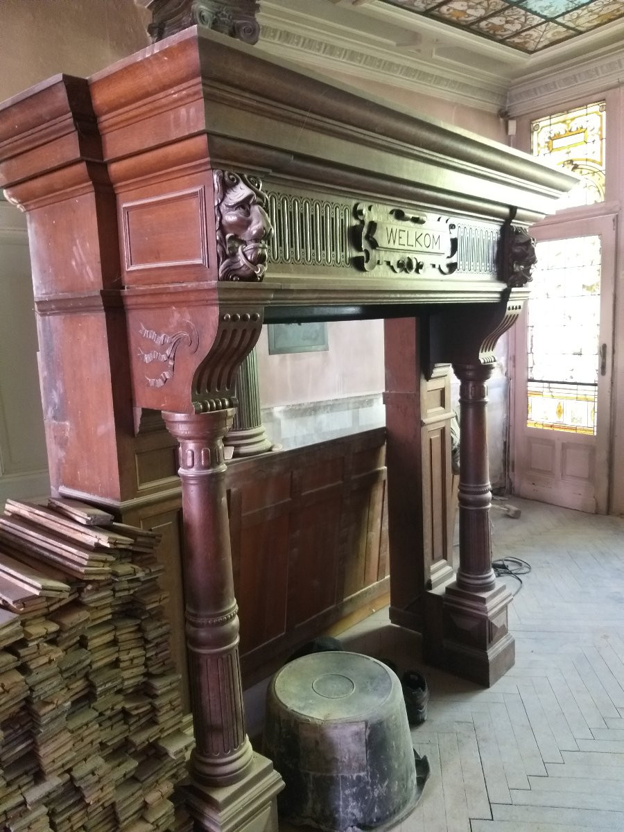 Large Fireplace, Renaissance Style, Ca. 1880-photo-2