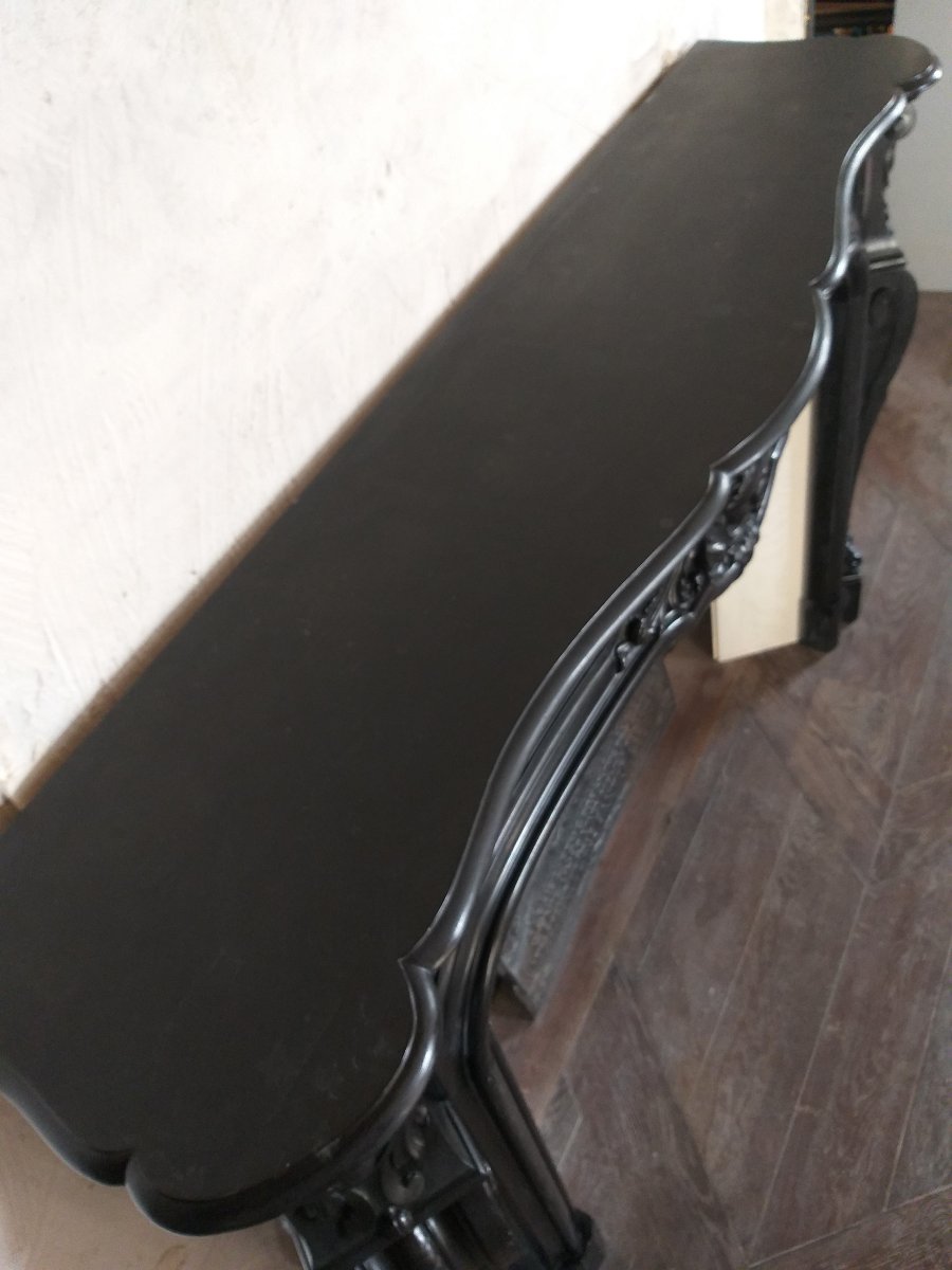 Renaissance Style Fireplace In Noir De Mazy Marble, Ca.1860-photo-2