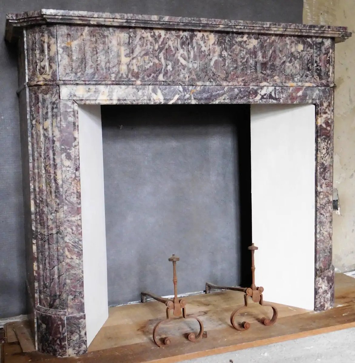 Cheminée Style de Louis XVI, modèl 'Demi Lune' en Brocatelle-marbre-photo-4