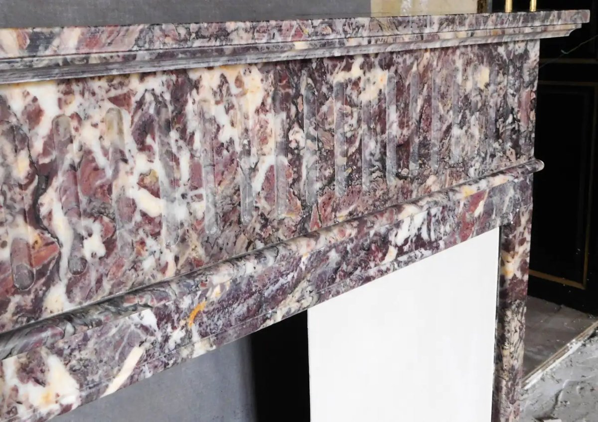 Cheminée Style de Louis XVI, modèl 'Demi Lune' en Brocatelle-marbre-photo-4