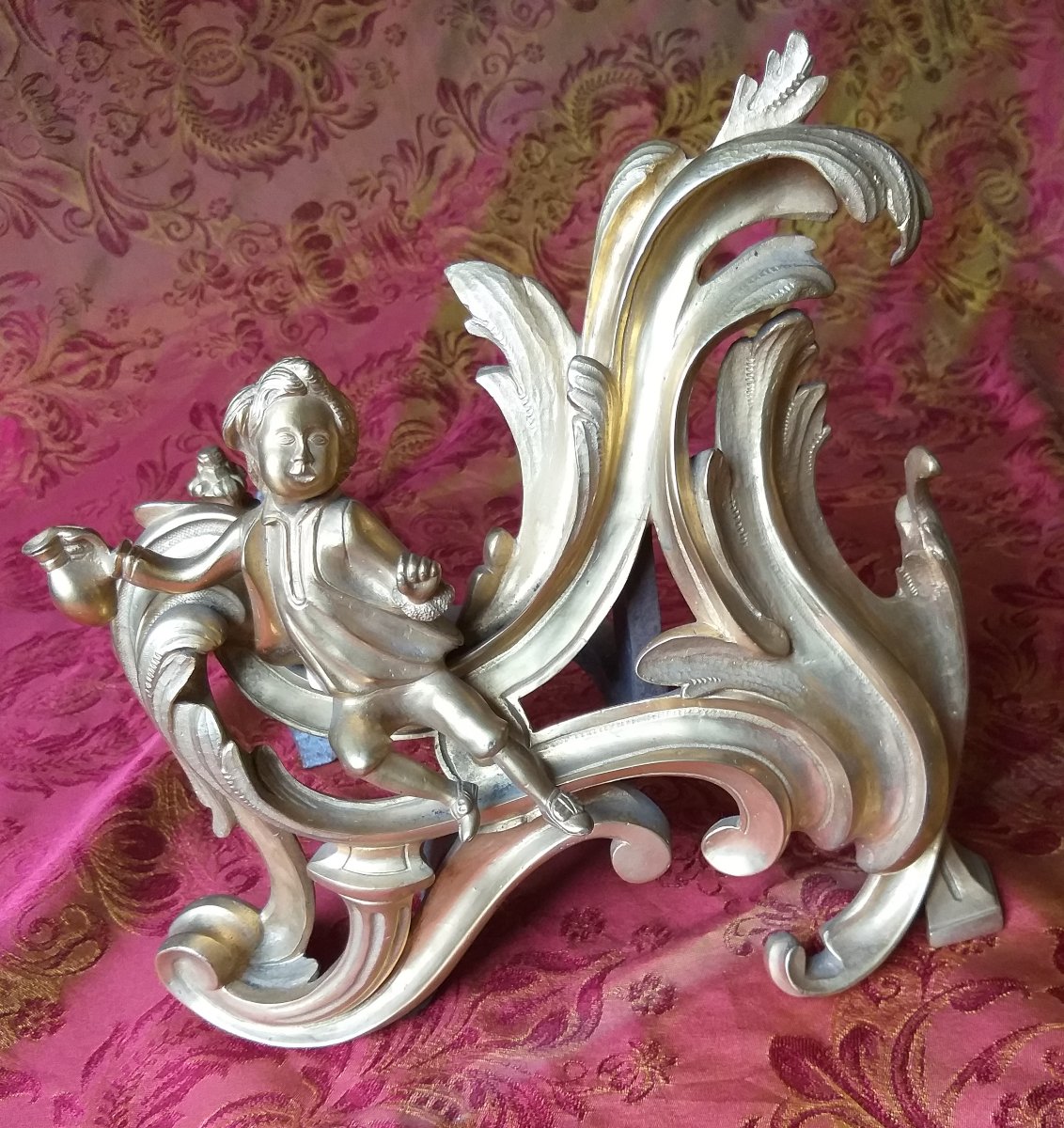 Chenets en bronze, style Louis XV, ca.1850-photo-2