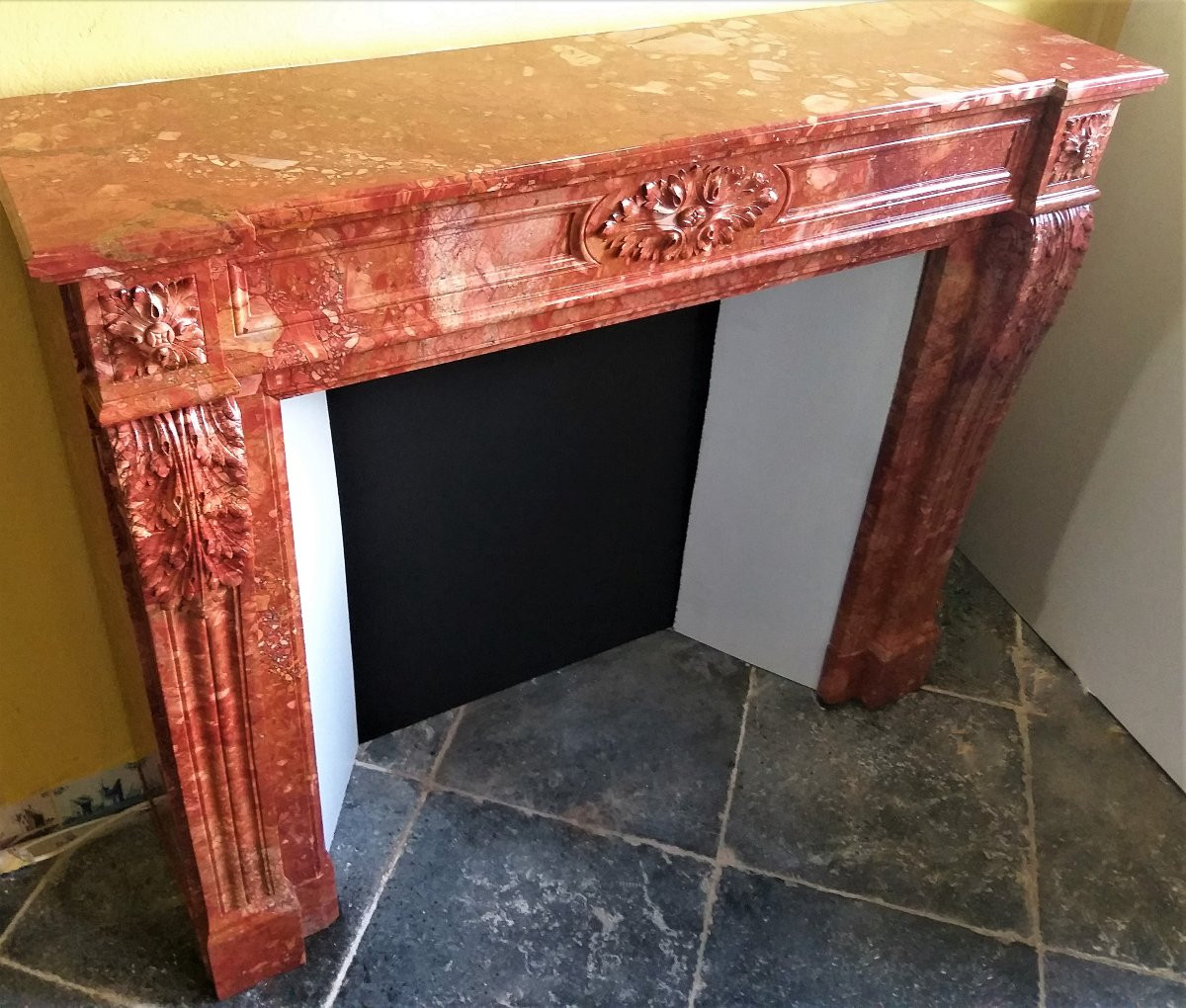 Louis XVI cheminée en marbre Brèche de Sanguine, ca.1850-photo-2