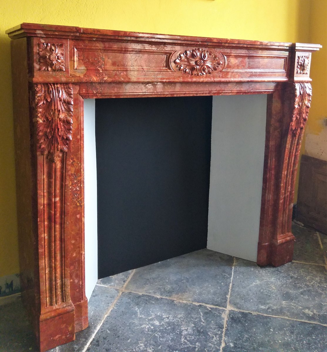 Louis XVI cheminée en marbre Brèche de Sanguine, ca.1850-photo-3