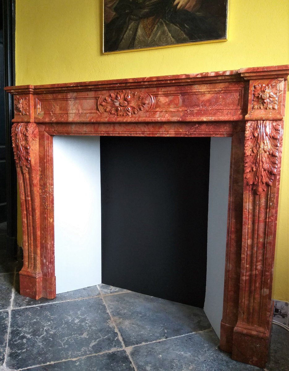 Louis XVI cheminée en marbre Brèche de Sanguine, ca.1850-photo-4