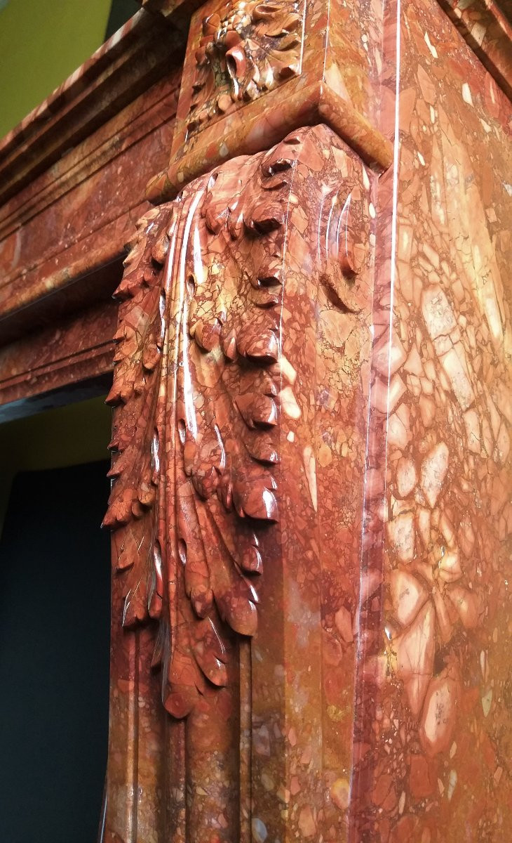 Louis XVI cheminée en marbre Brèche de Sanguine, ca.1850-photo-3