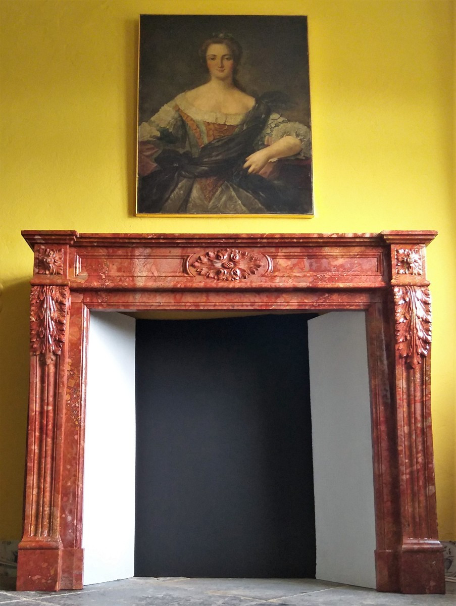 Louis XVI cheminée en marbre Brèche de Sanguine, ca.1850