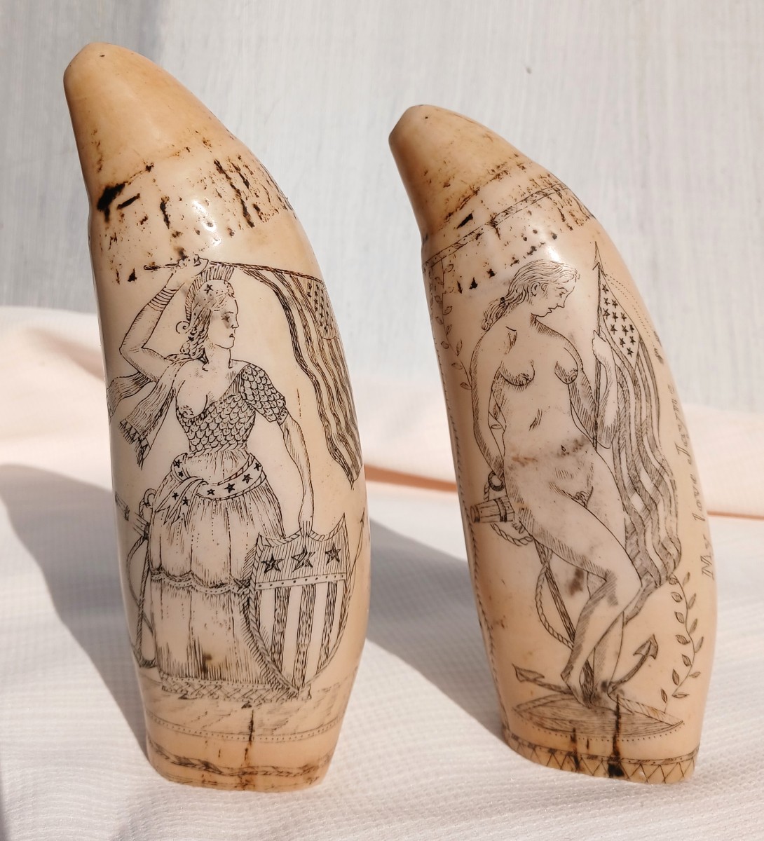 Two 'scrimshaws', Dated 1840. The Ship Albatross.-photo-4