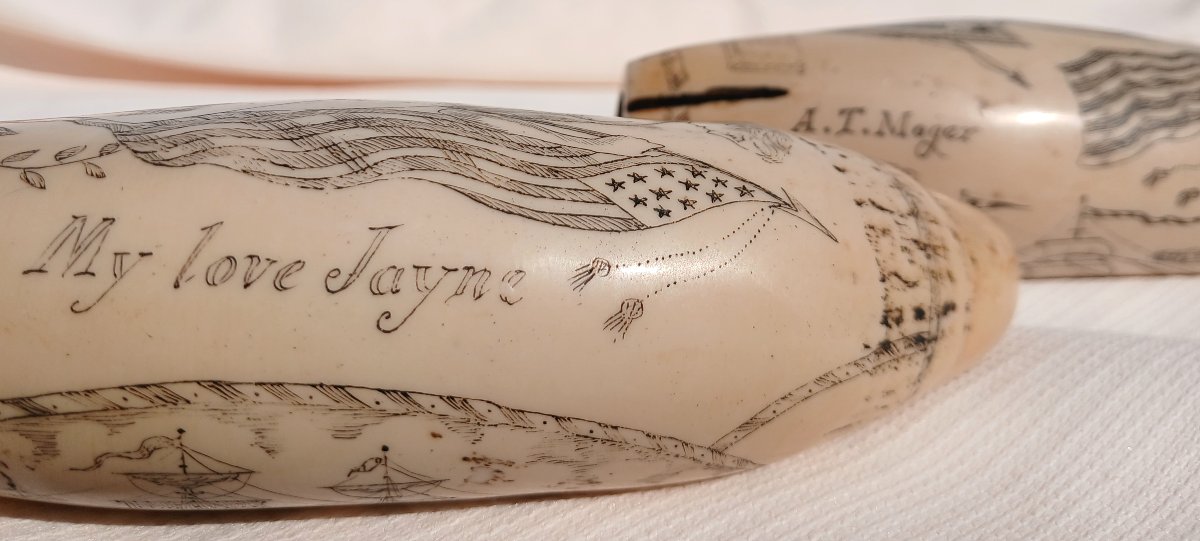 Two 'scrimshaws', Dated 1840. The Ship Albatross.-photo-2