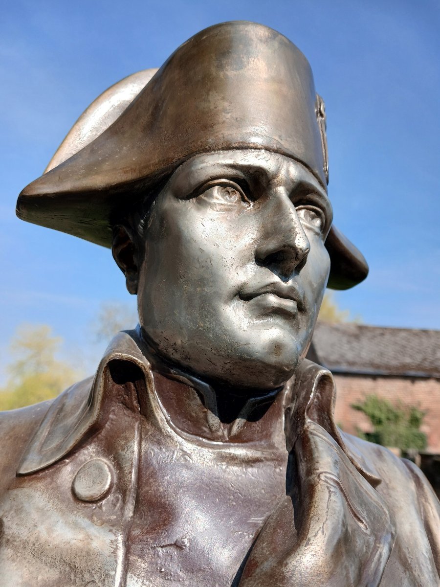 Napoléon The Emperor Bust In Metal Alloy, On A Marble Base-photo-2