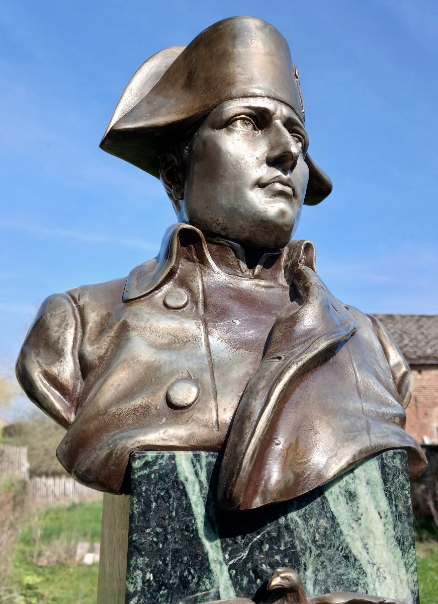 Napoléon The Emperor Bust In Metal Alloy, On A Marble Base-photo-4