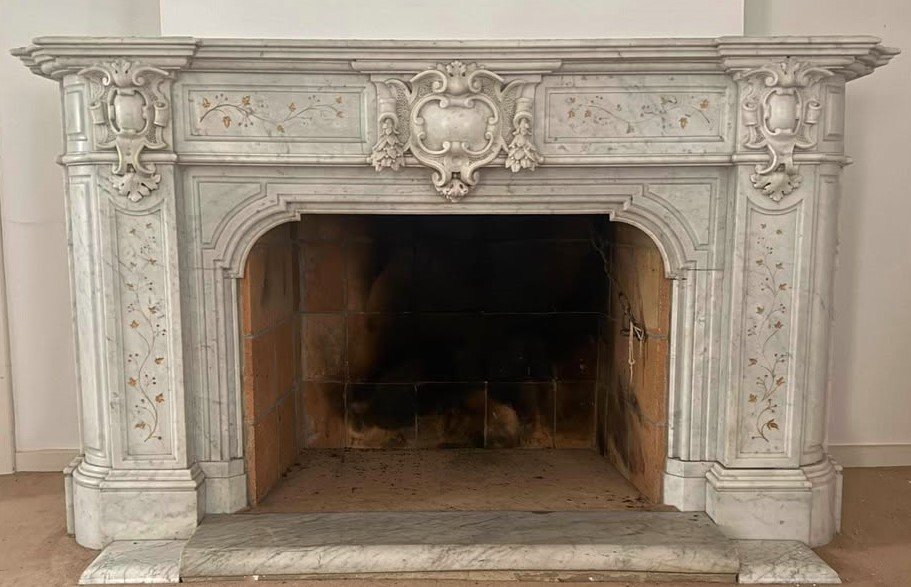 Cheminée en marbre de Carrara, ca. 1875