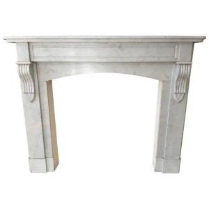 Antique Fireplace In Carrara Marble, Ca. 1875