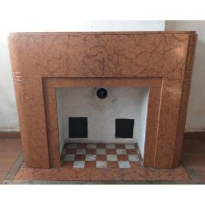 Art Déco Fireplace, Ca.1930  Rosso Di Verona Marble