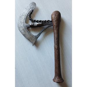Tribal Prestige Axe Made Of Wrought Iron And Copper