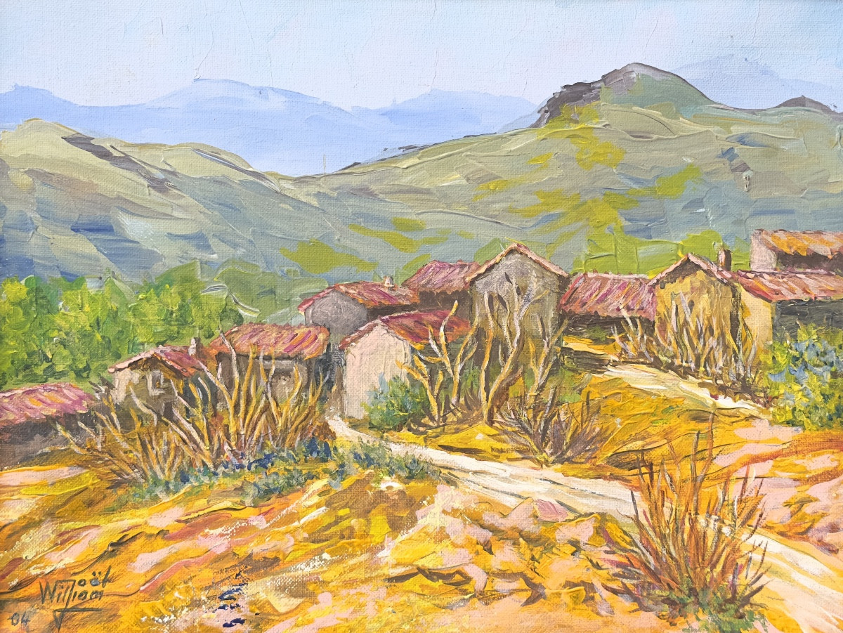 Joël WILLIAM (1925-2014) Hameau près d'Olot - Catalogne - Pyrénées 