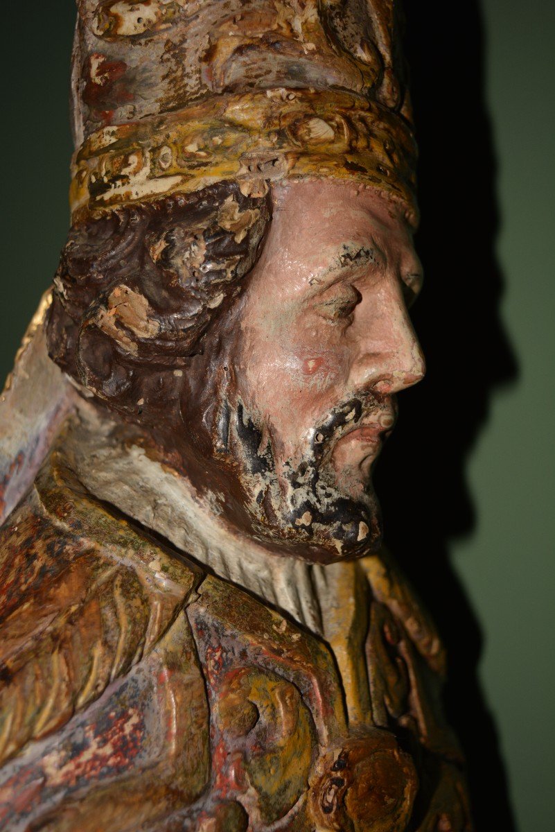 Mid-18th Century Wooden Bishop Figure-photo-8