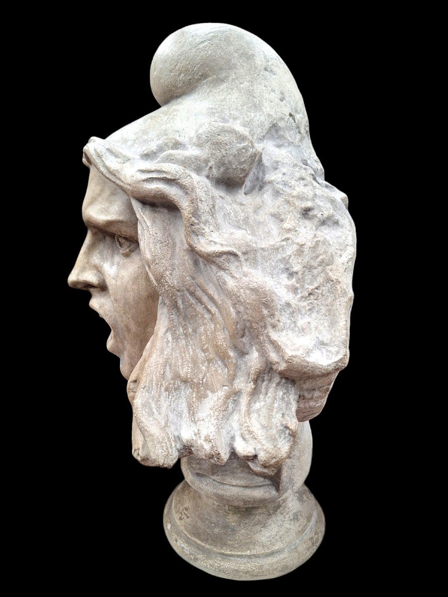 Tête "la Marseillaise" En Pierre Sculptée.-photo-3